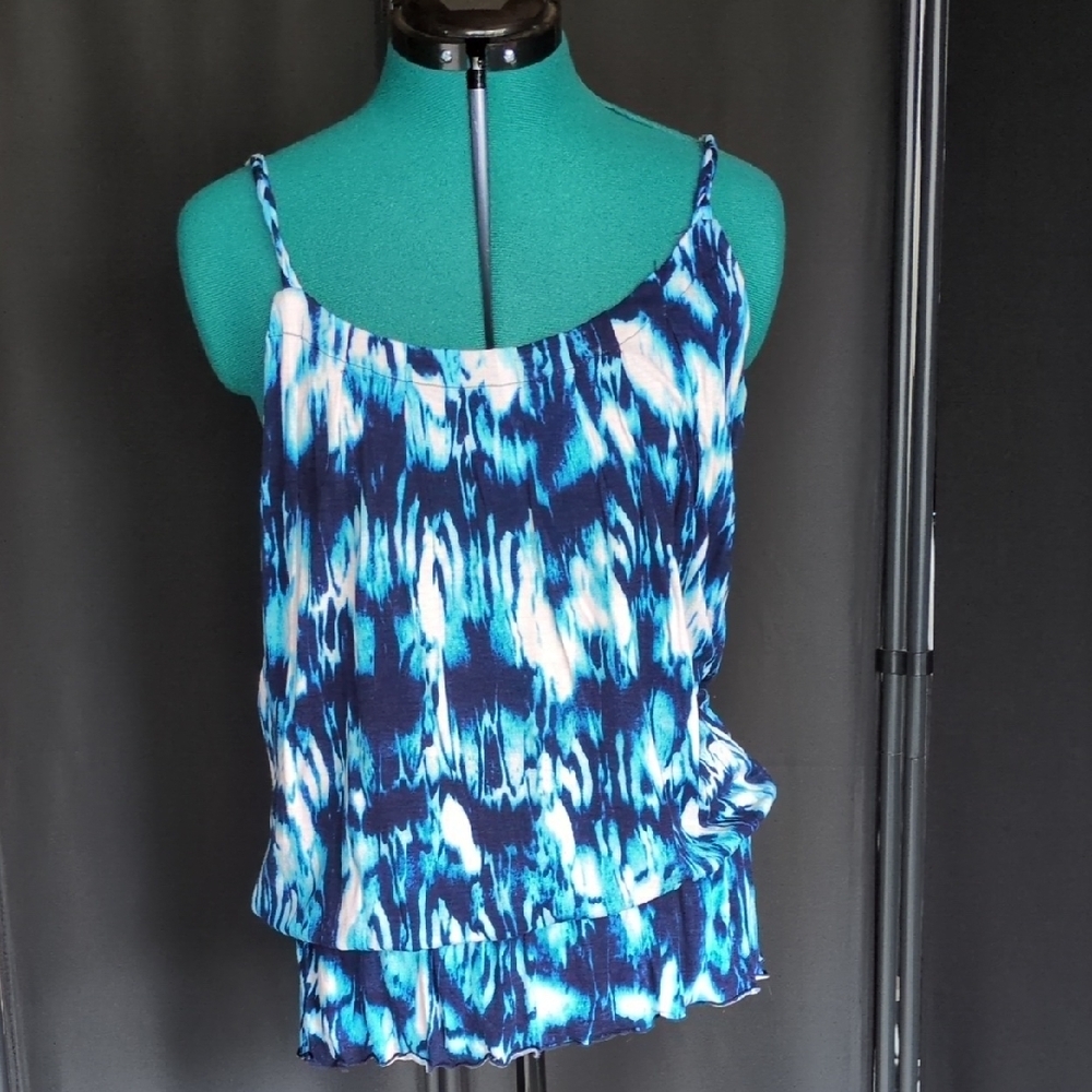 INC Blue Patterned Women's Top with peplum
